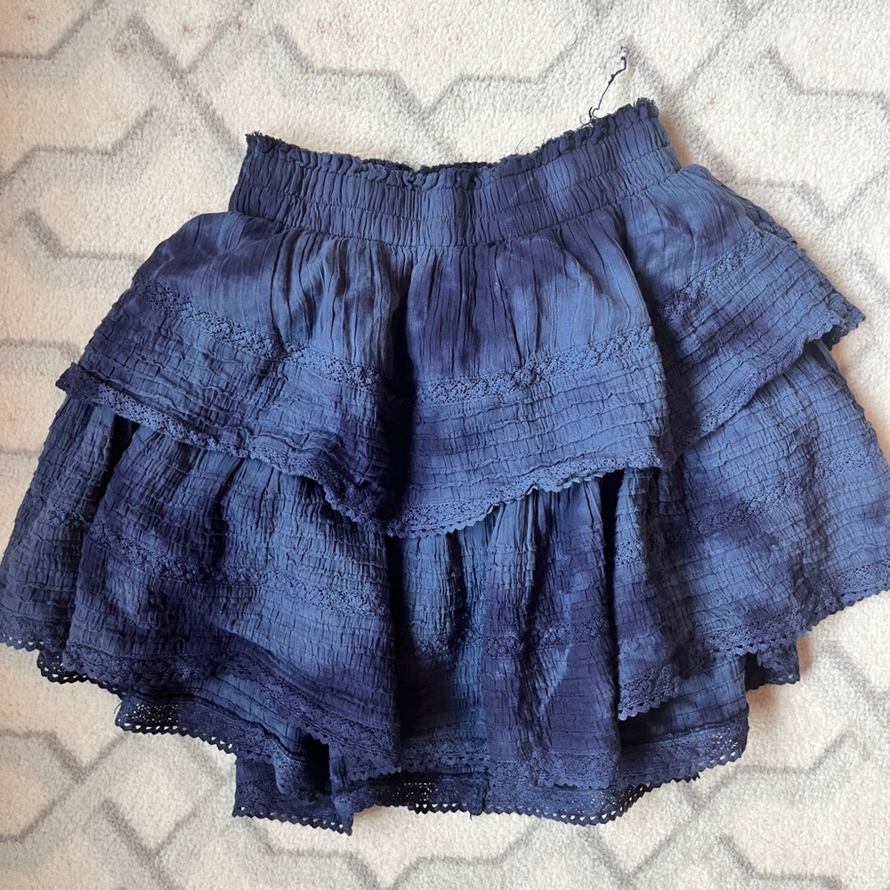 ARIE NAVY RUFFLE MINI SKIRT